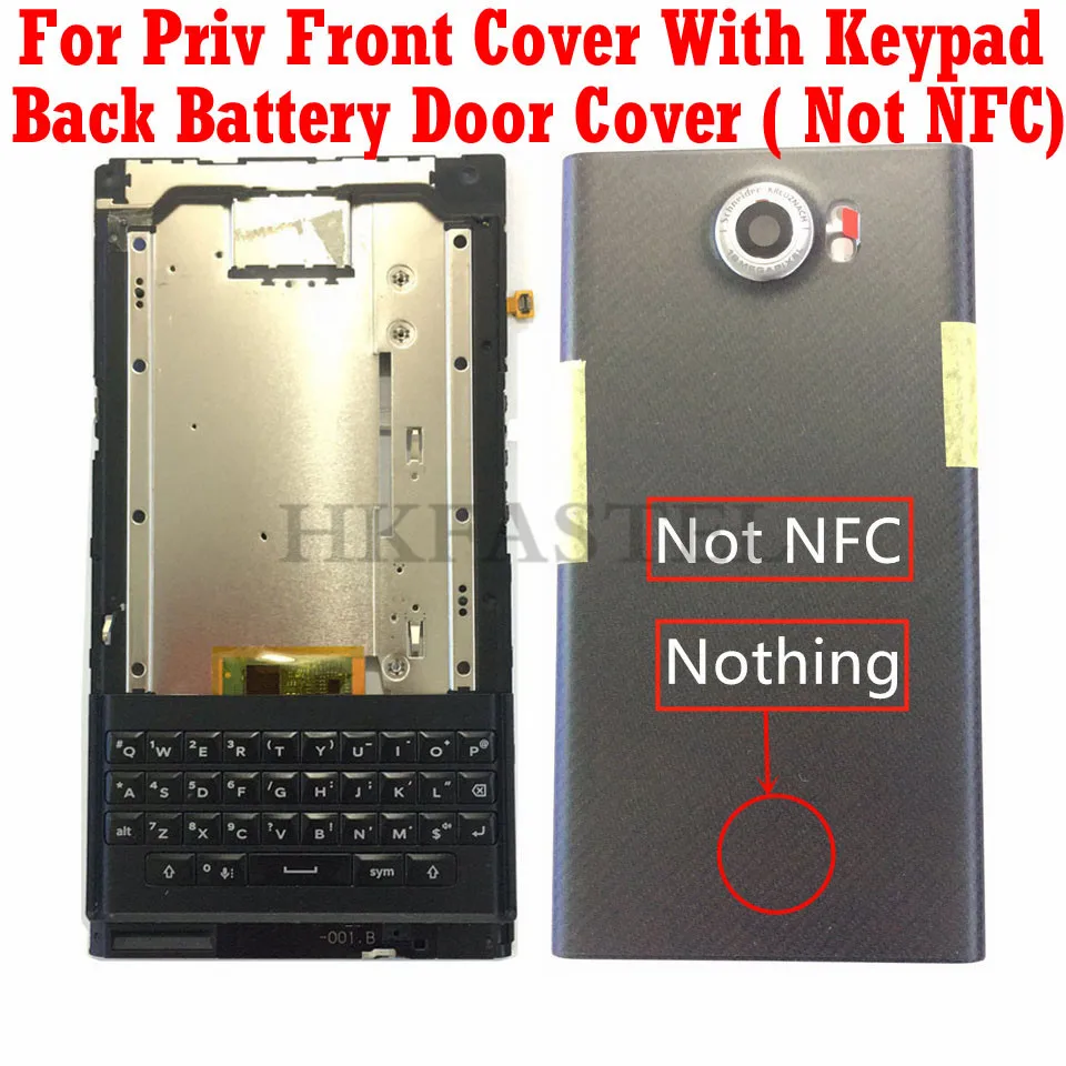 

HKFASTEL Front Battery Cover For Blackberry Priv Front Frame Bezel Housing with keypad Back Battery Door Cover