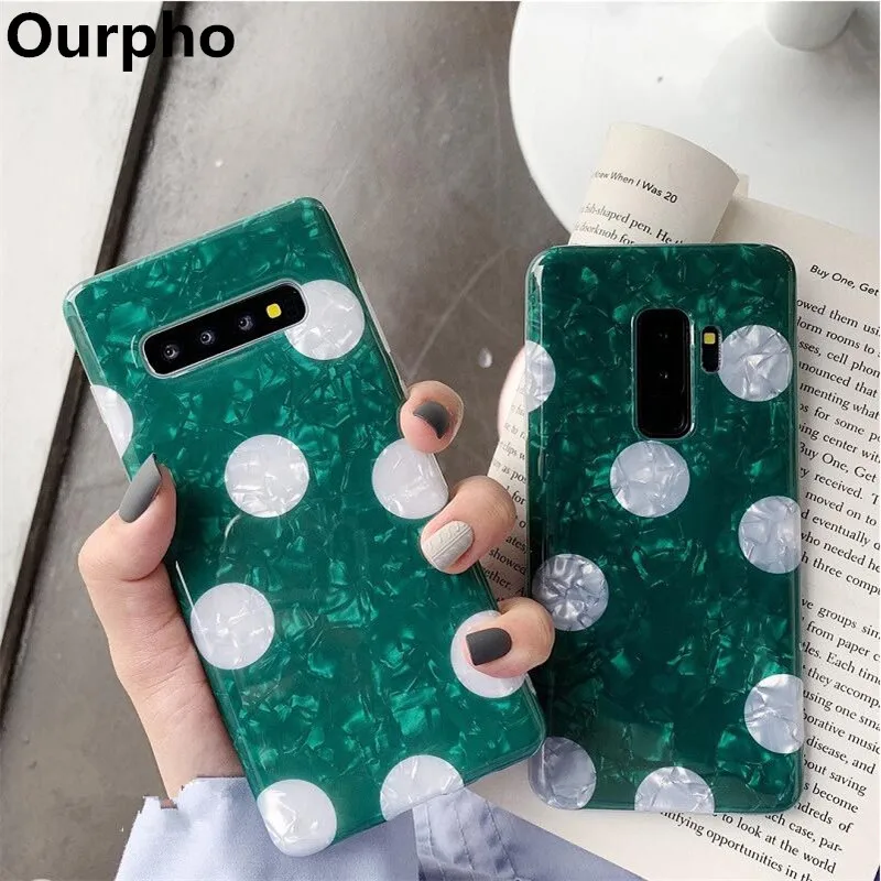 

DISCASE Polka Dots Phone Case For Samsung Galaxy S9 S8 S10 Plus Note 9 Note 8 Soft Case Fashion Glossy Silicone Cover Capa