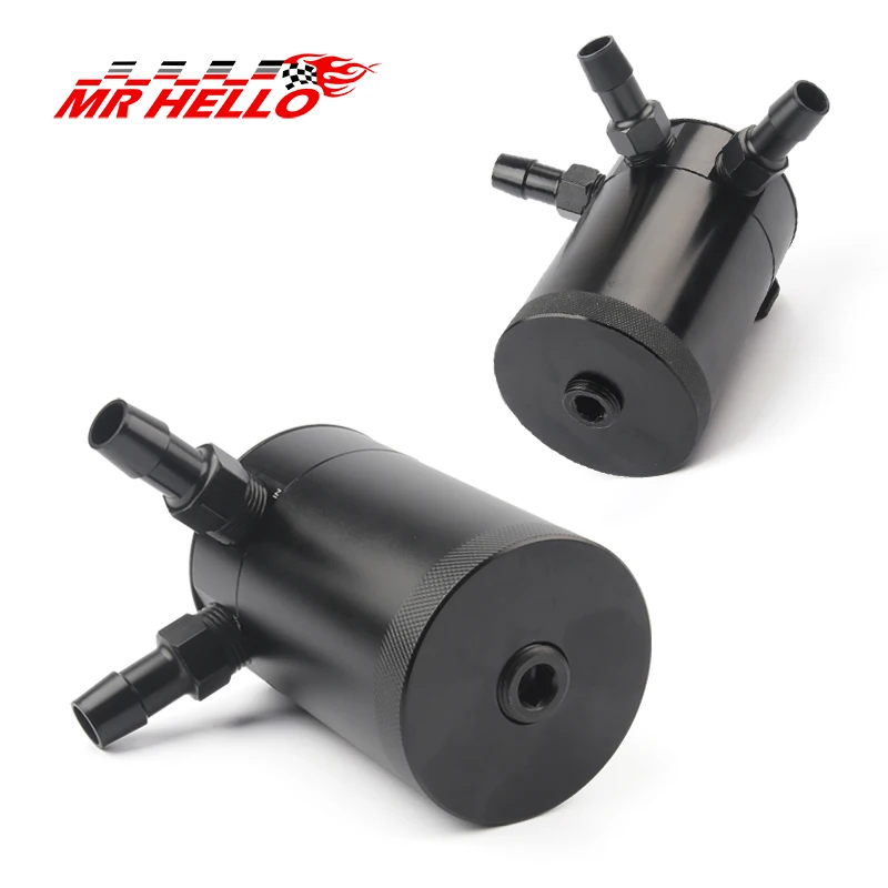 

MRHELLO Universal Racing Baffled 2/3-port Oil Catch Can Tank Air Oil Separator with removable valve