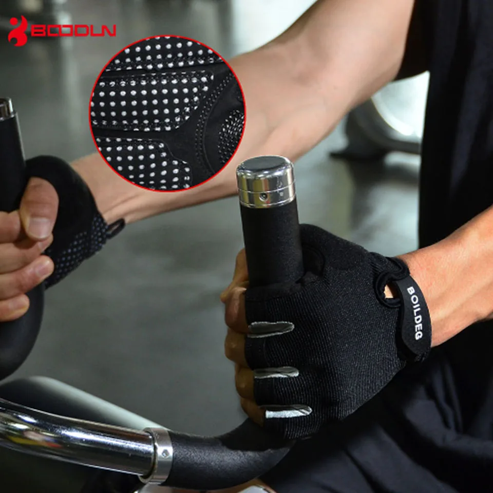 BOODUN Professional Gym Gloves Men Women Body Building Half Finger Fitness Gloves An-slip Weight Lifting Sports Training Gloves