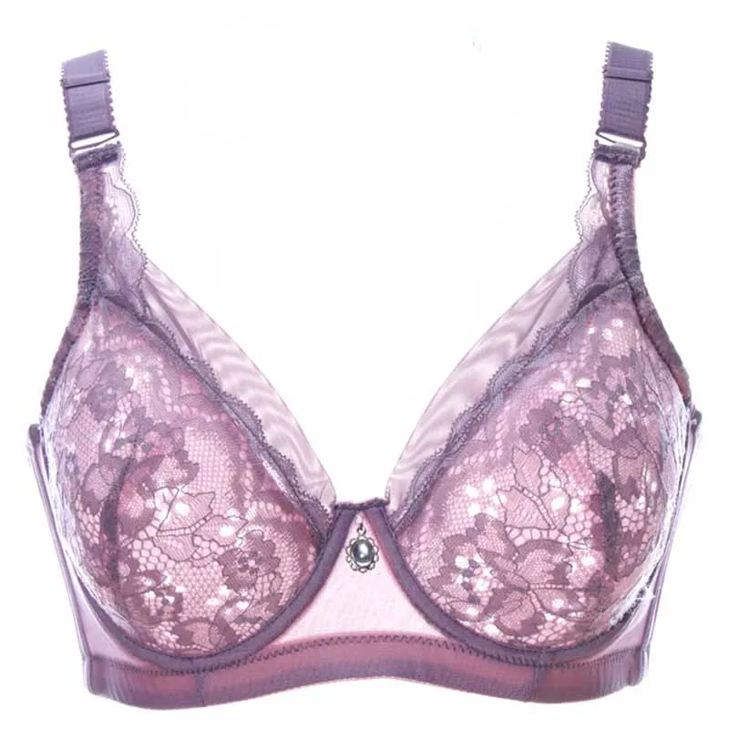 Full cup thin underwear bra plus size push up adjustable bra breast reduction cover B C cup Large size brassiere soutien gorge
