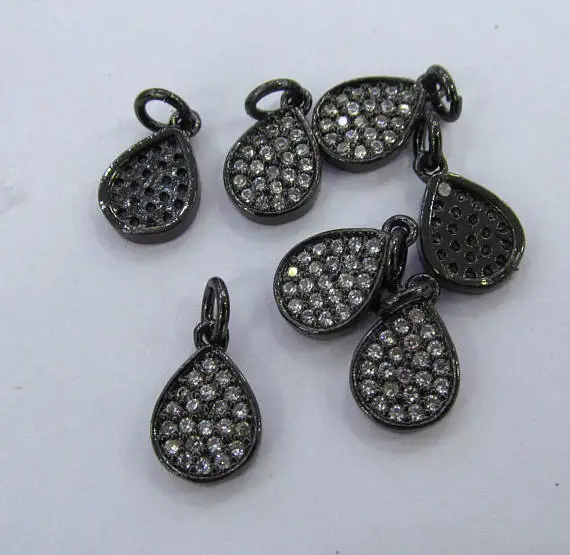 12 шт. в упаковке 12-18 мм Bling проложить Micro Pave темно-серый бижутерия звезда слеза