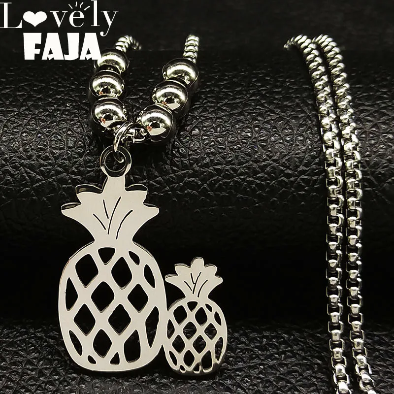 

2019 Fashion Pineapple Stainless Steel Necklaces for Women Silver Color Long Necklace Jewelry sautoirs femme longs N18592