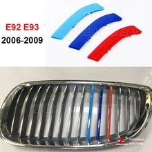 Para 2006-2009 BMW E92 E93 320 325 330 335 M3 Coupe Convertible 3D color M Deporte Parrilla Delantera Trim Tira parrilla Cubierta pegatinas