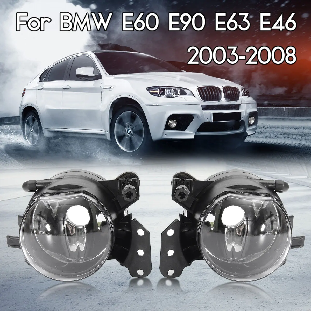 

Pair Car Front Fog Lights Lamps Housing Lens Clear For BMW E60 E90 E63 E46 323i 325i 525i With RU Stock