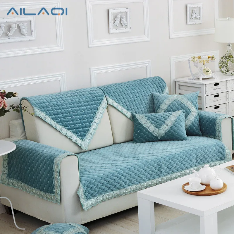 ALIAQ Solid style European sofa mats fabric plush sofa sets non slip