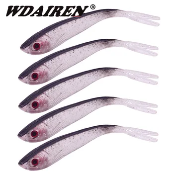 

5pcs/lot Soft Lure 75mm 100mm Silicone Swimbaits Artificial Worm Soft Bait Fishing Wobblers Bass Carp Flying isca Fishing Lures