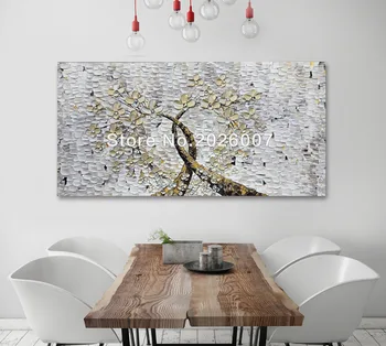 

Handmade Heart Artwork Gold Abstract Tree Painting gold flower Flower Abstract Original Paintings Heart Canvas Art Oil Painting