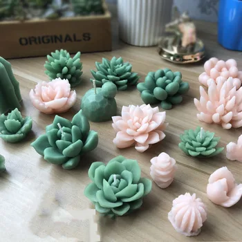 

Succulent Plants Design Candle Silicone Mold Cactus Shape Aroma Gypsum Plaster Crafts Mould For Decoration Candle Cake Molds