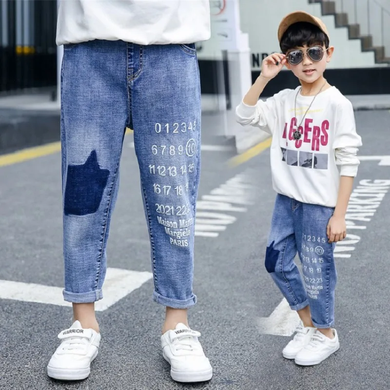 

Boys'Jeans 2019 New Spring and Autumn Spring and Autumn Style Loose Pants Trendy Children's Dresses, Korean Children's Trousers