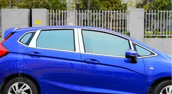 

For Honda Fit jazz 2014 2015 2016 2017 car body stick stainless steel glass window garnish pillar middle column strip trim hood