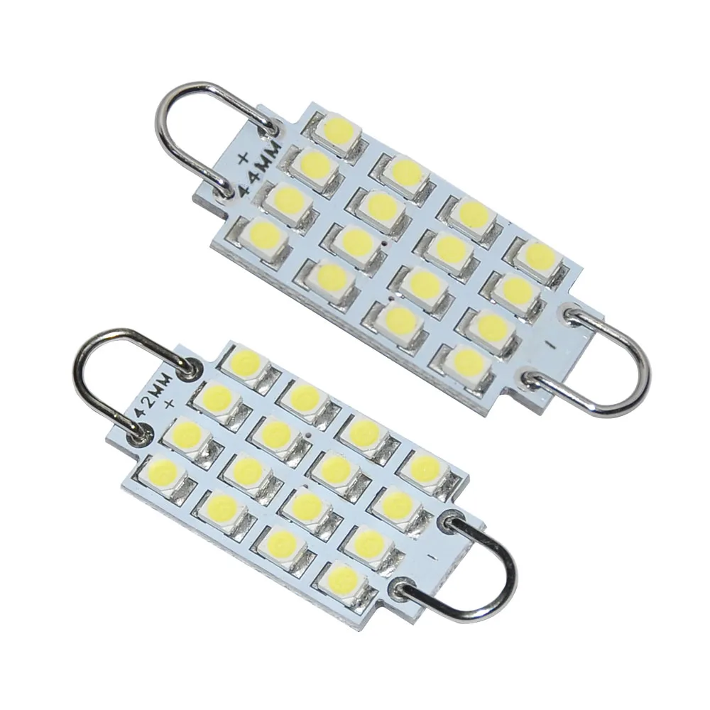 2 шт. 3528 smd 42 мм 1 65 &quot/44 73&quot 16 светодиодная лампа для чтения автомобиля интерьер