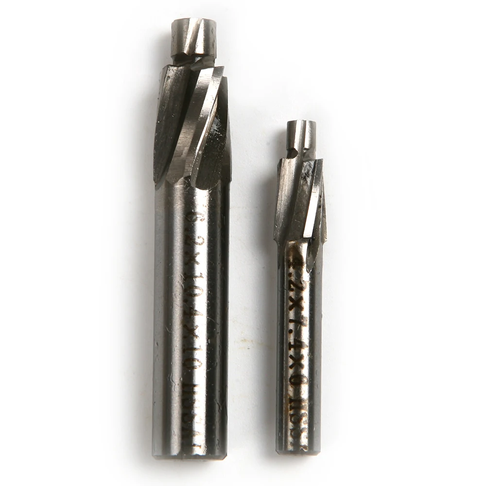 

Top Quality 2pcs/Set HSS 4 Flutes 6mm 10mm Shank End Mill Cutter HRC 65~68 Straight Shank Countersunk head Milling Cutter Tool