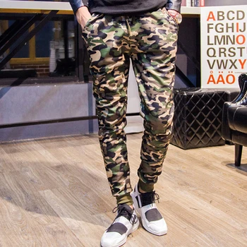 

Fashion 2020 outdoor Sport Men Camouflage Jungle Cargo Army jogging Slim harem pants elastic waist men Cropped Trousers pants