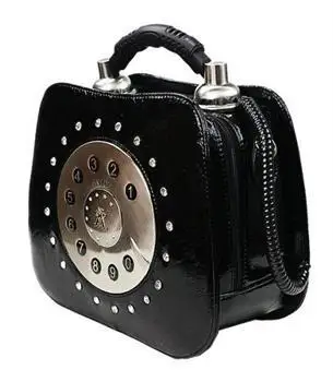 NEW LISTING HOT WOMENS RETRO COOL TELEPHONE SHAPED HANDBAG PURSE BLACK RED B066 | Багаж и сумки