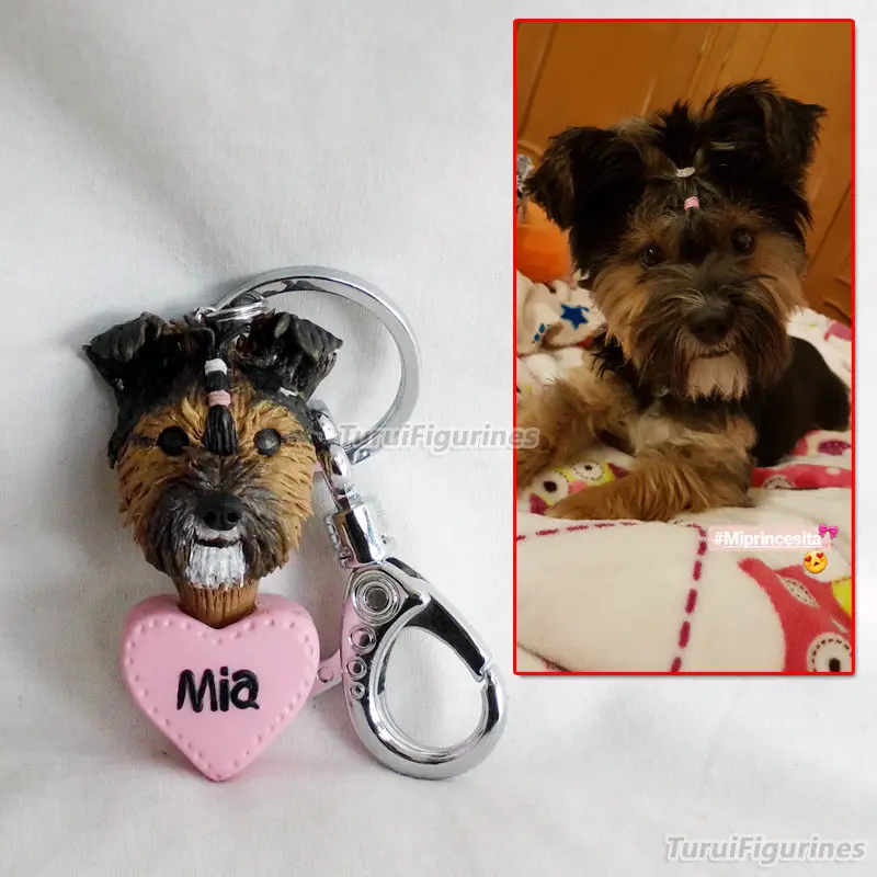 

OOAK Miniature cat dog pet face miniature human face keyring key chain keychain with name engraved