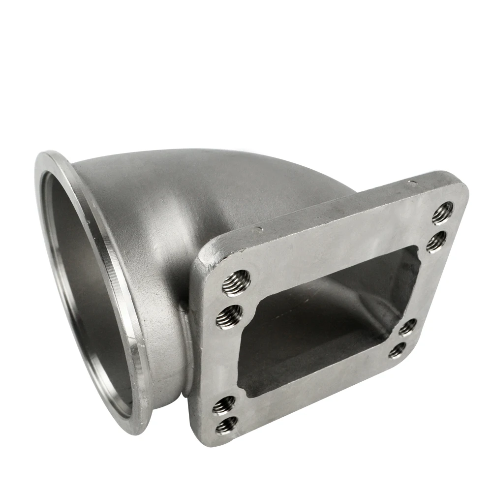 WLR RACING- 3.5" Vband 90 Degree Cast Turbo Elbow Adapter Flange 304 Stainless Steel For T3 T4 Turbocharger WLR-TEA35