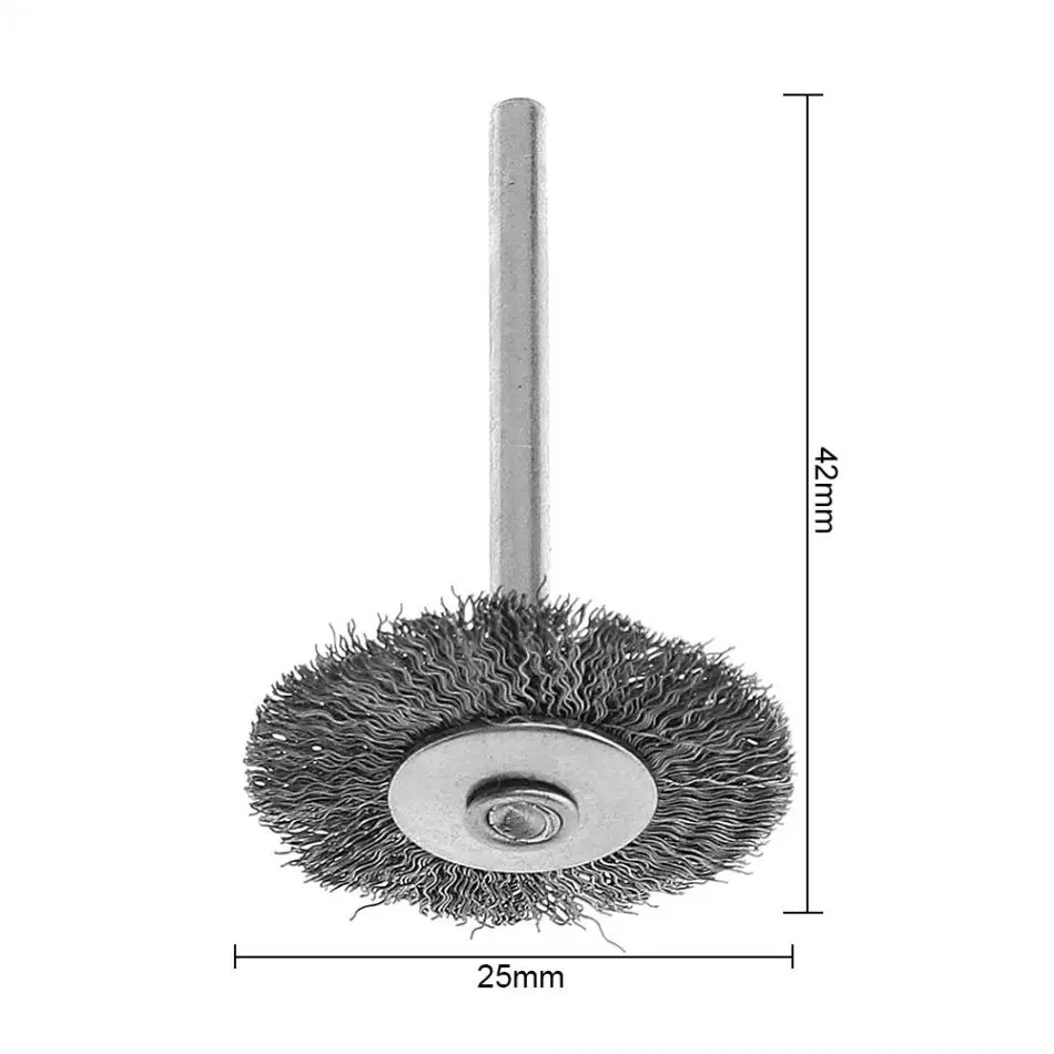 10 шт./лот Dremel аксессуары 25 мм стальная вращающаяся кисть, дремель щетки колеса провода для шлифовального станка роторный инструмент для мини-сверла полировки