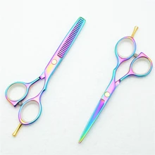 1014C 5,5 ''заказной бренд фиолетовый цвет лучшие Парикмахерские ножницы Япония 440C ножницы для резки Thinning ножницы для волос