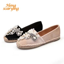 Элитный бренд летние Для женщин Дизайнерская обувь с украшением в виде кристаллов груша Туфли без каблуков; модные стразы удобная обувь балетки на плоской подошве, на низком каблуке женские мокасины; обувь
