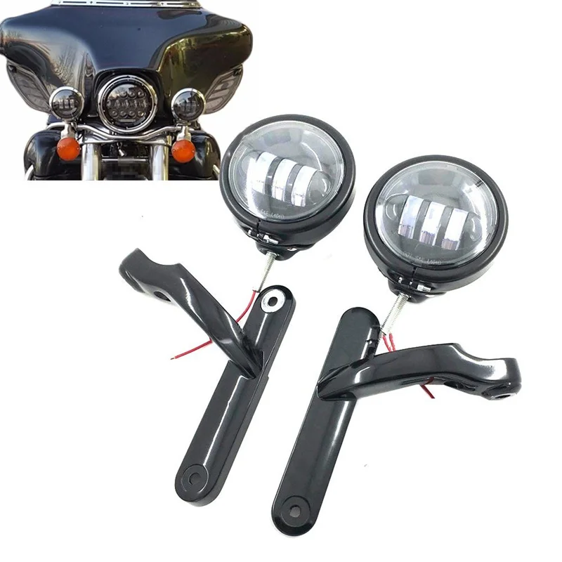 4.5Inch LED Passing Lights Black Fog Spot lamp for Harley Davidson 4-1/2" 