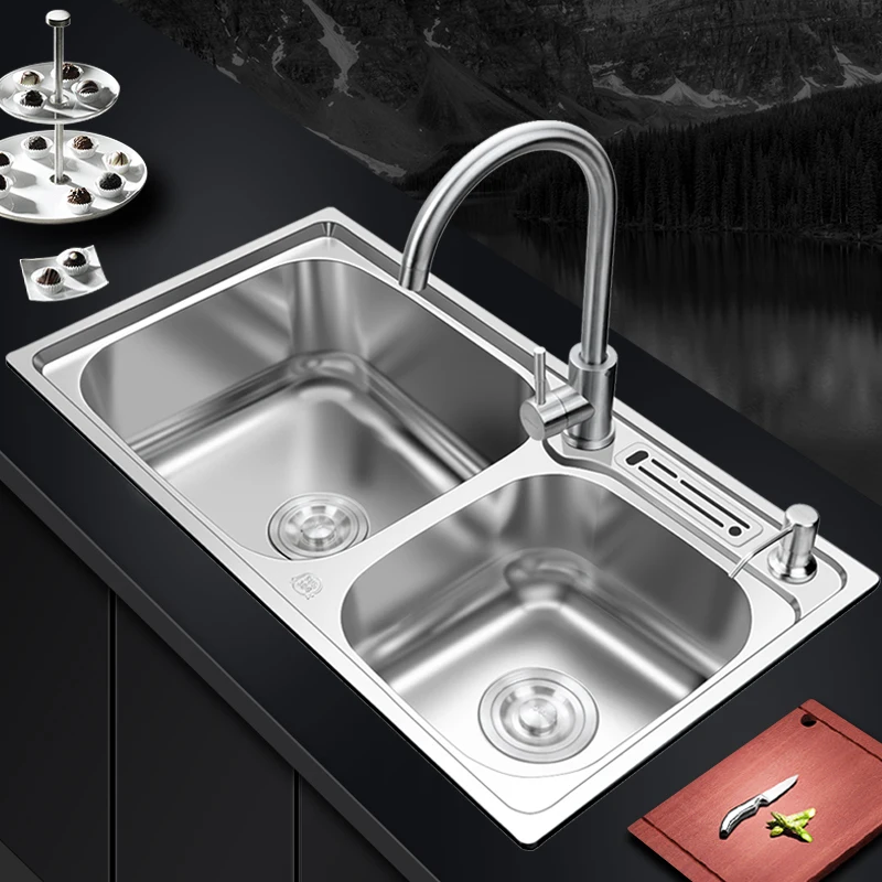 kitchen sink stainless steel double bowl above counter or udermount sinks vegetable washing basin 1.2mm thickness sinks kitchen kitchen sink stainless steel double bowl above counter or udermount sinks vegetable washing basin 1.2mm thickness sinks kitchen
