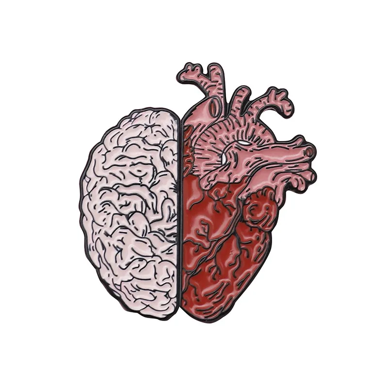 Анатомические Значки для сердца и мозга, медицинские и анатомические значки, романтическая эмалированная булавка, ювелирные изделия для доктора и медсестры, готический подарок - Окраска металла: 1 SET