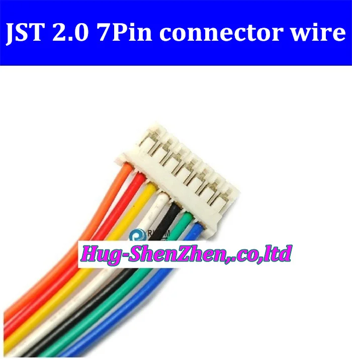 

New 100pcs/lot 7P JST 2.0mm PH2.0 PH 2.0 7pin PH-7p connector with cable 100mm wire 24AWG