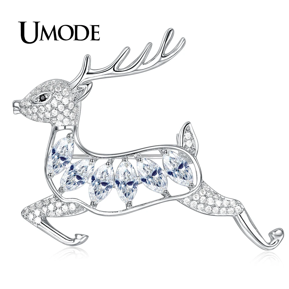 

UMODE New Fashion Reindeer Elk Brooches for Women Wedding Banquet Animal Broches Jewelry Lapel Pin Bijoux Christmas Gifts UX0023