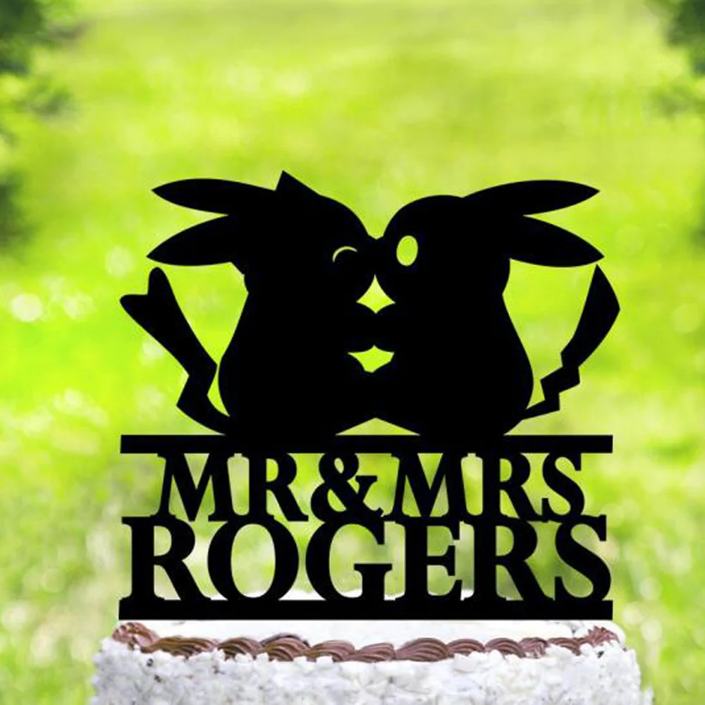 

Personalized name Mr and Mrs Wedding Cake Topper,Custom Pokemon / Choose You /Nerd Cake Topper,Wedding Topper Decor Supplies