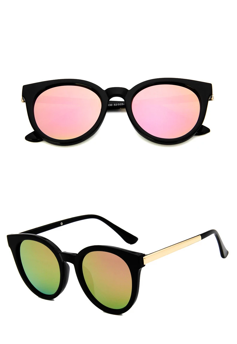 Модные прозрачные очки для женщин, розовые солнцезащитные очки, круглая розовая Золотая оправа, серебряные линзы, винтажные цветные зеркальные очки oculos - Цвет линз: C2 pink