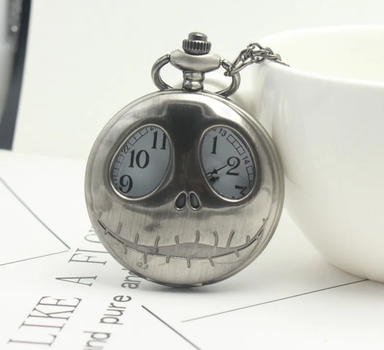 

Punk Cool The Nightmare Before Christmas Quartz Pocket Watch Pendant Necklace Chain Mens Women Christmas Gifts reloj de bolsillo