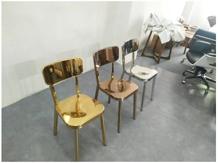 Современная Классическая нордическая Мода Дизайн Роскошный Металлический Лофт стиль розовое золото цвет мебель из нержавеющей стали обеденный стул со спинкой 1 шт