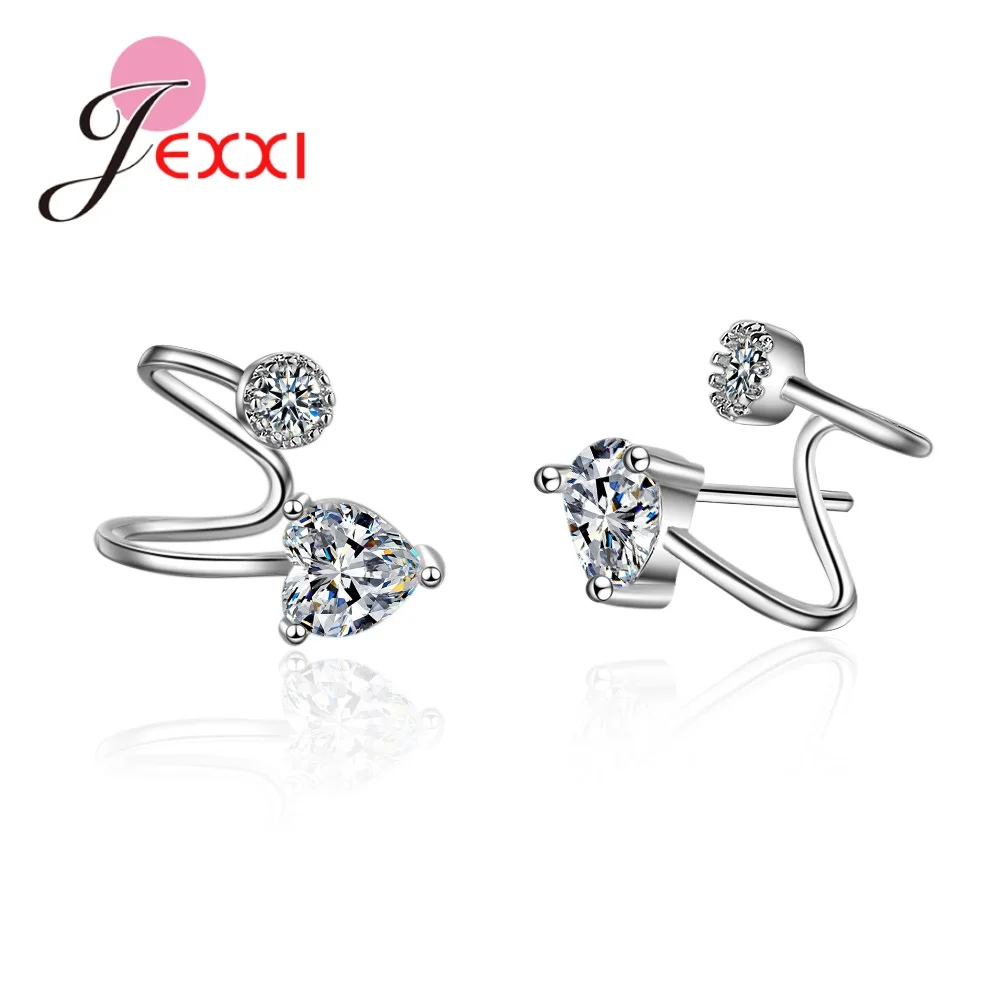 

New Statement 925 Sterling Silver Long Ear Cuff Korean Cubic Zircon Clip On Earrings For Women Earring Clips Jewelry Bijoux