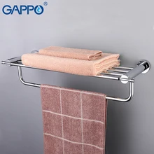 GAPPO Bathroom Shelves Towel Rack Brass Bathroom Towel Holders Double Rails Bath Storage Shelf Wall Mounted Bathroom Accessorie