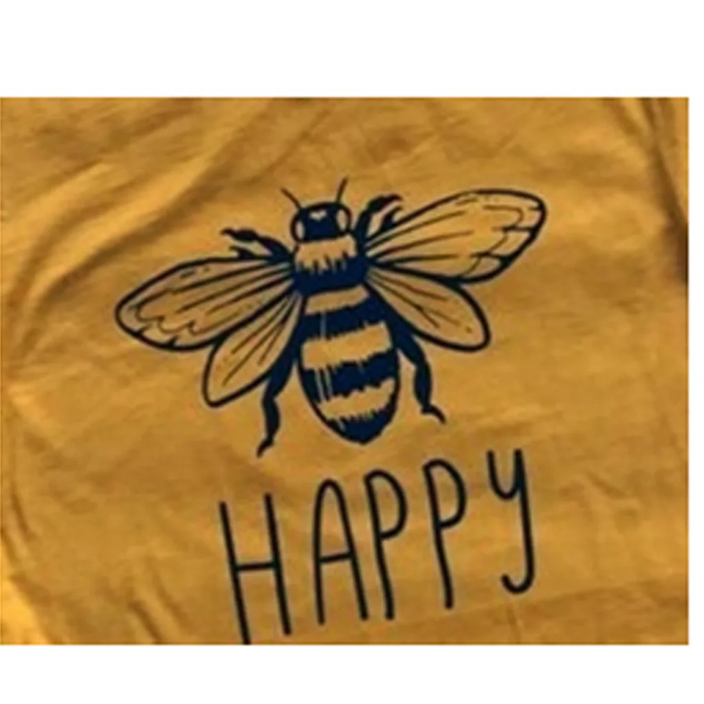 Новинка Харадзюку женские футболки повседневные с круглым вырезом и принтом пчелы короткий рукав размера плюс летние футболки женская одежда camisas mujer
