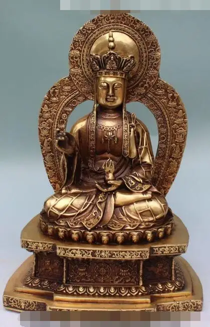 

S3166 China Bronze 8 Symbol Ksitigarbha Boddhisattva Netherworld Leader Buddha Statue