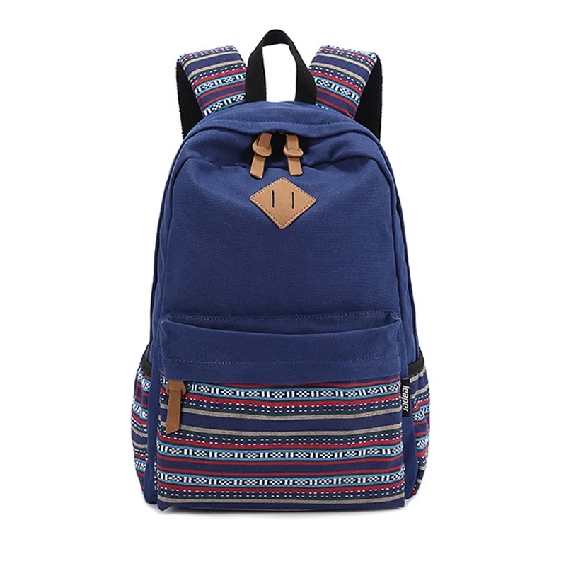 Korean Canvas Fashion Printing Backpack Teenager Schoolbag National