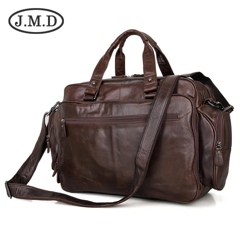 JMD 100% натуральная кожа Мода туристические, ручные сумки Сумка для ноутбука Duffel сумки через плечо курьерские сумка Сумки портфели 7150