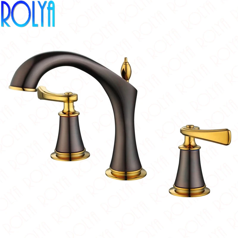 Luxurious Antique Brown 3 Holes Bathroom Faucets 2018 Wholesale New