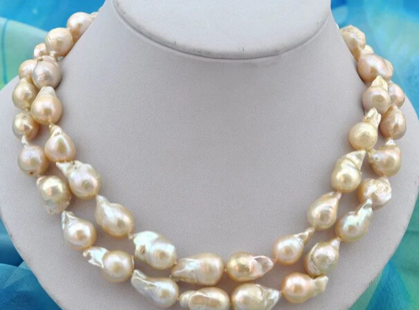 

ddh001619 2strands 18"20mm baroque pink reborn keshi pearl necklace