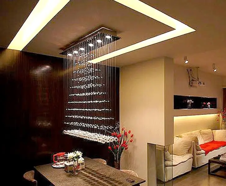 100cm Modern restaurant crystal lamp living room rectangular crystal pendant crystal light living room lights curtain lamp