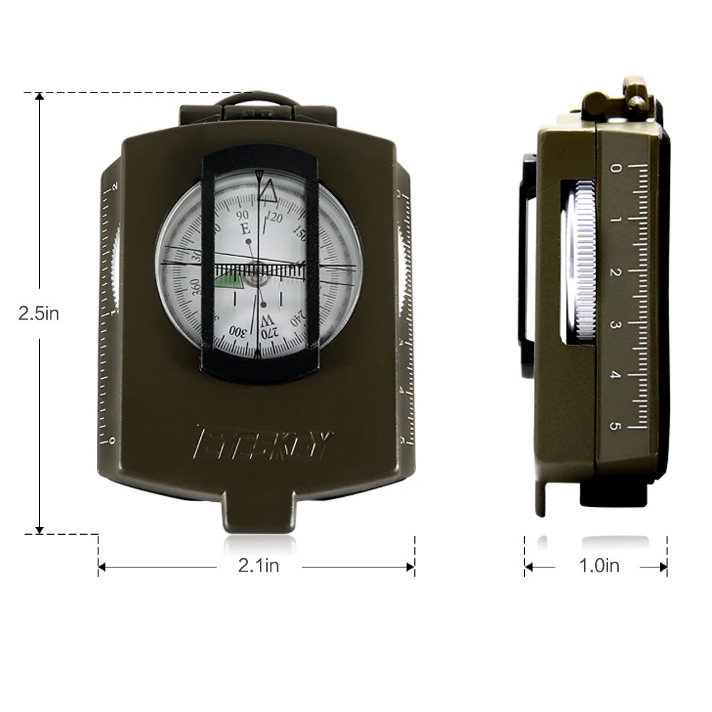 العسكرية Lensatic البوصلة Eyeskey بقاء العسكرية البوصلة التنزه في الهواء الطلق التخييم معدات الجيولوجي البوصلة المدمجة مقياس