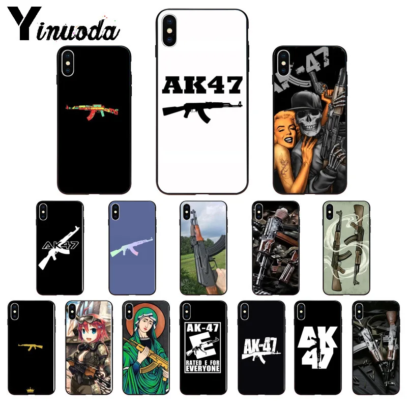 Yinuoda AK47 пистолет ТПУ Мягкий силиконовый чехол для телефона чехол для iPhone X XS MAX 6 6s 7 7plus 8 8Plus 5 5S SE XR