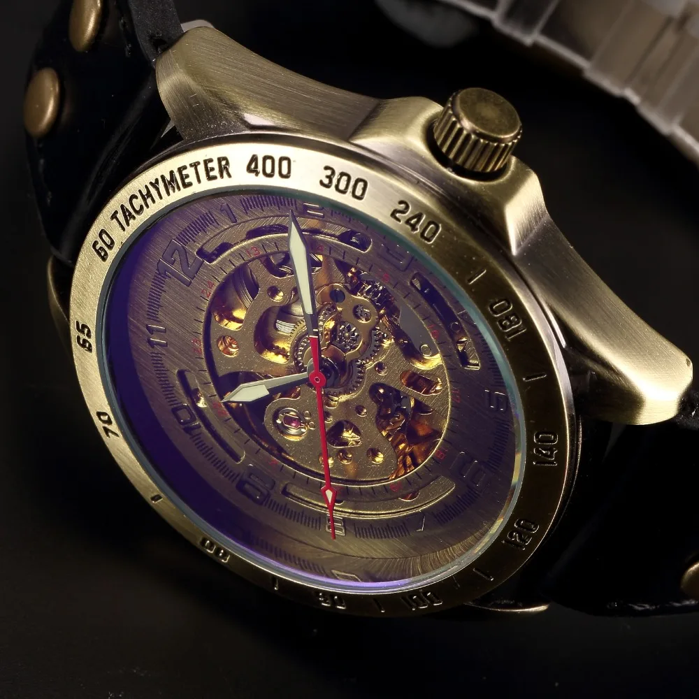 SHENHUA бронзовые часы винтажные с скелетом мужские montre homme Мужские автоматические