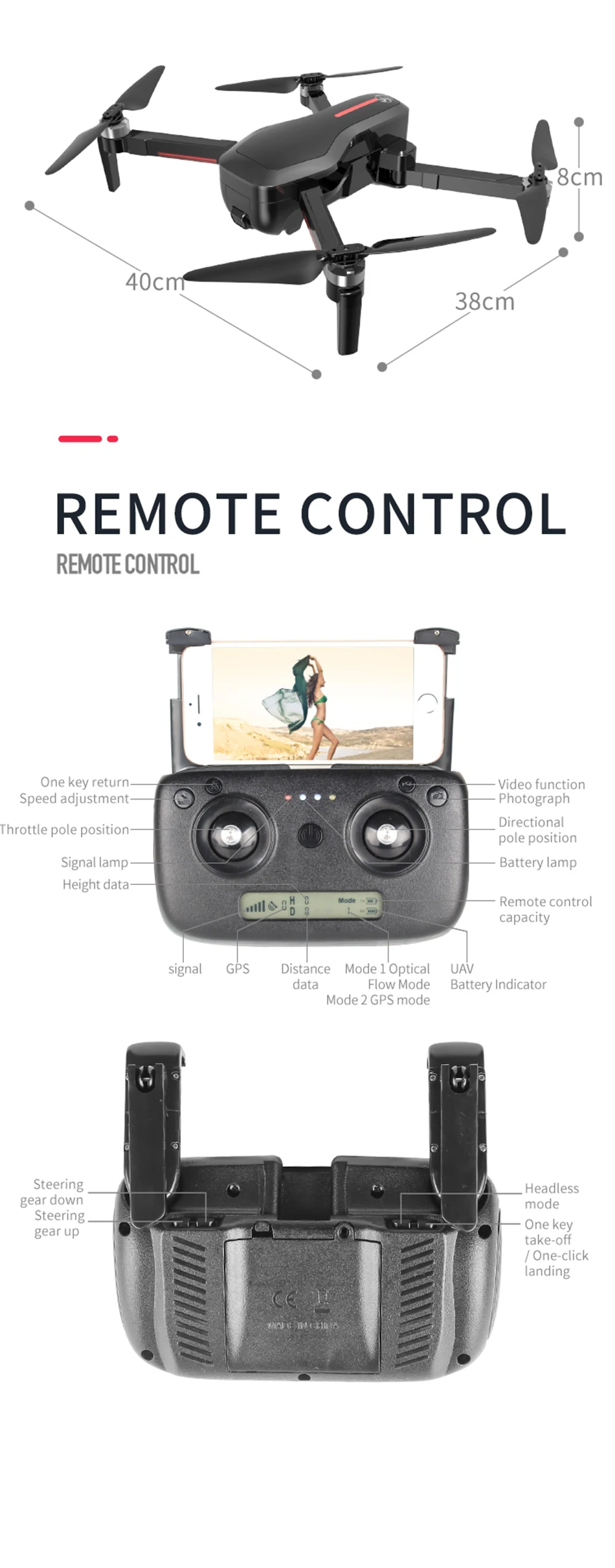 Профессиональный бесщеточный FPV RC Дрон gps Складная Дрон камера HD 1080P AI управление жестами режим слежения оптический поток Квадрокоптер