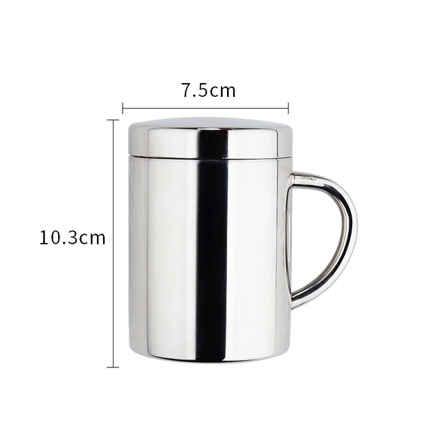 304 Stainless Steel Tea Coffee Mugs With Handles Double Insulation