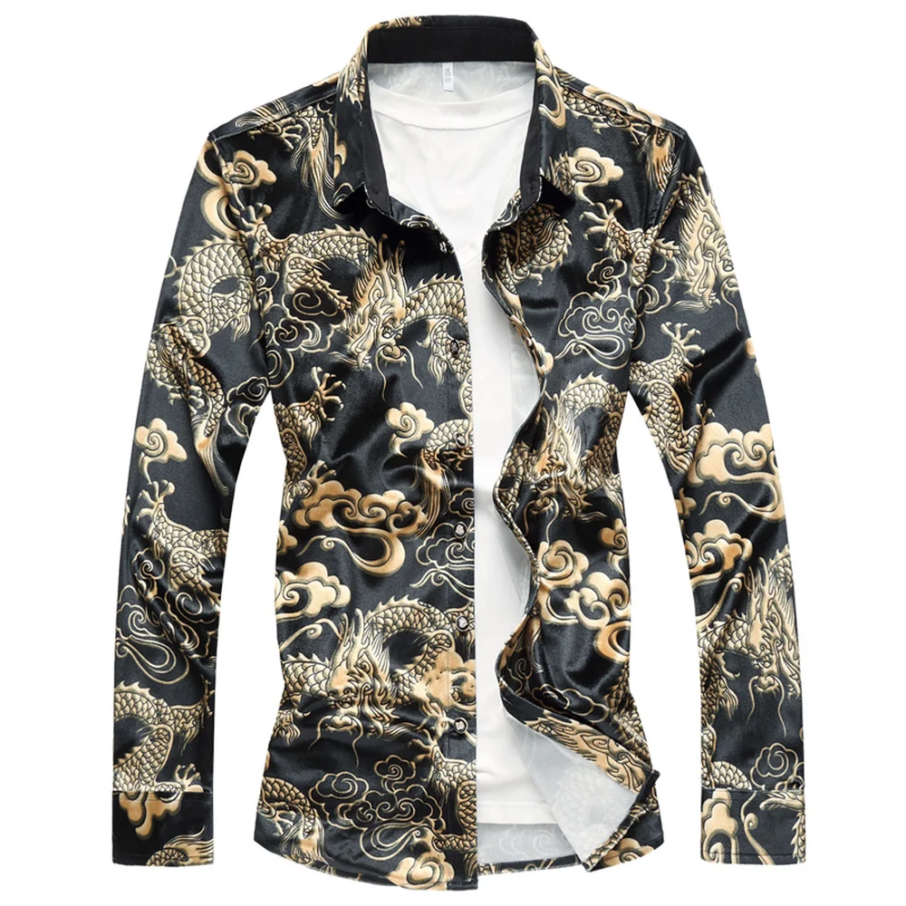 

2018 autumn Chinese style shirt men's casual full sleeves shirts male High quality cotton and velours shirts man full size M-7XL