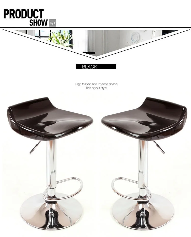 black bar chair retail Plastic ABS seat lift rotation stool European and American popular bar chair design free shipping