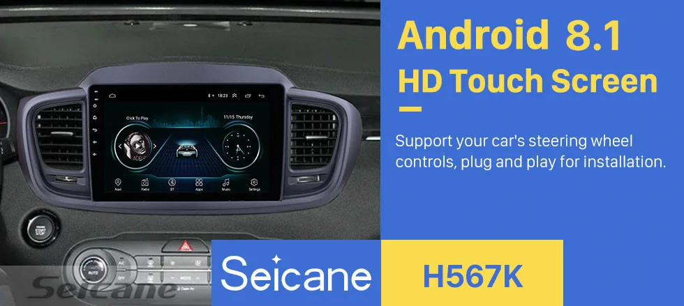 Flash Deal Seicane 10.1 Inch Android 8.1 2Din Car GPS Navigation Radio Multimedia Player For 2015 KIA SORENTO Left hand drive  Bluetooth 0